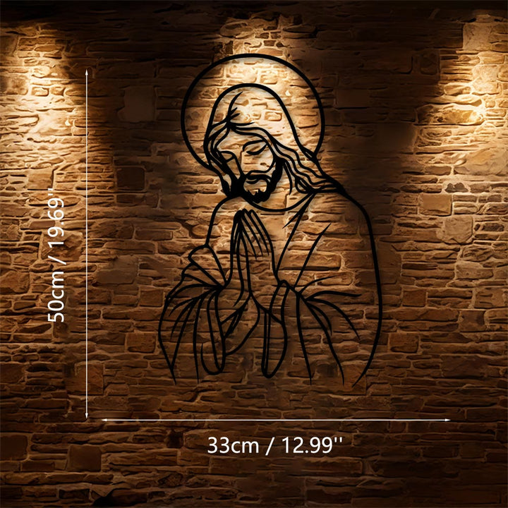 Christianartworkshop Minimal Line Art Praying Jesus Halo Metal Wall Decor: A Symbol of Humble Sacred Devotion - 13.00"*19.69"*0.05"/33cm*50cm*0.12cm - image 8