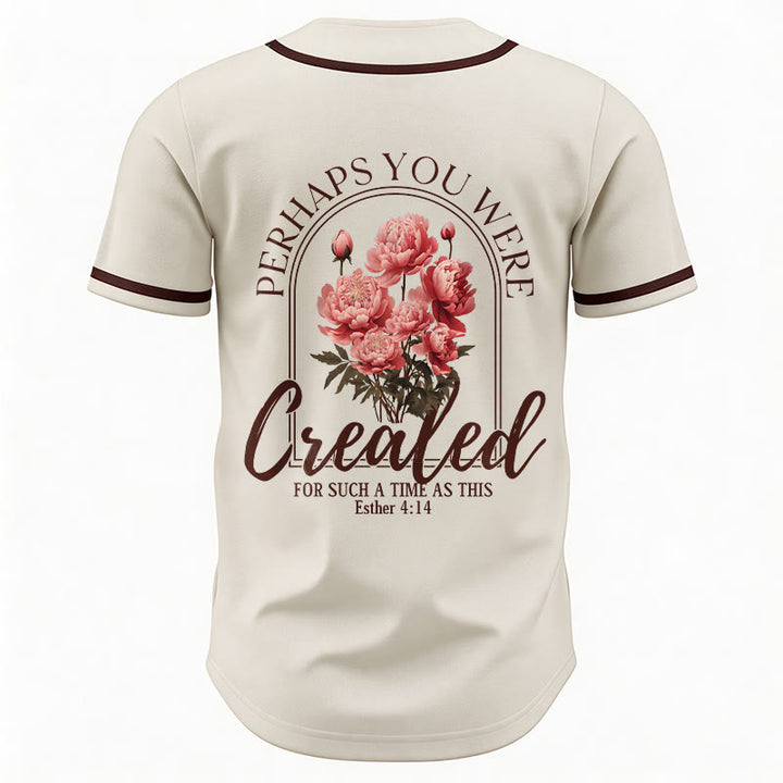 Christianartworkshop "Perhaps You Were Created For Such A Time As This" Esther 4:14 Peony Faith Print Button-Up Baseball Jersey - image 20