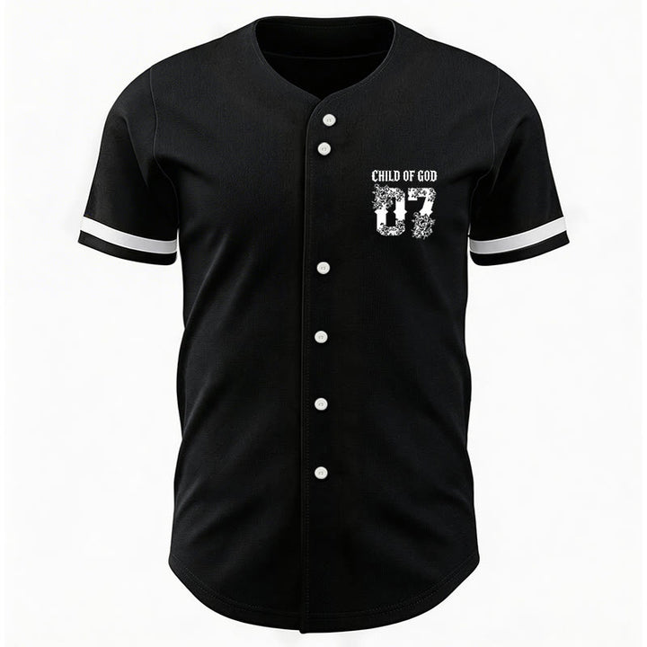 Christianartworkshop "Child Of God" Floral Filled Number 07 Button-Up Baseball Jersey - image 3
