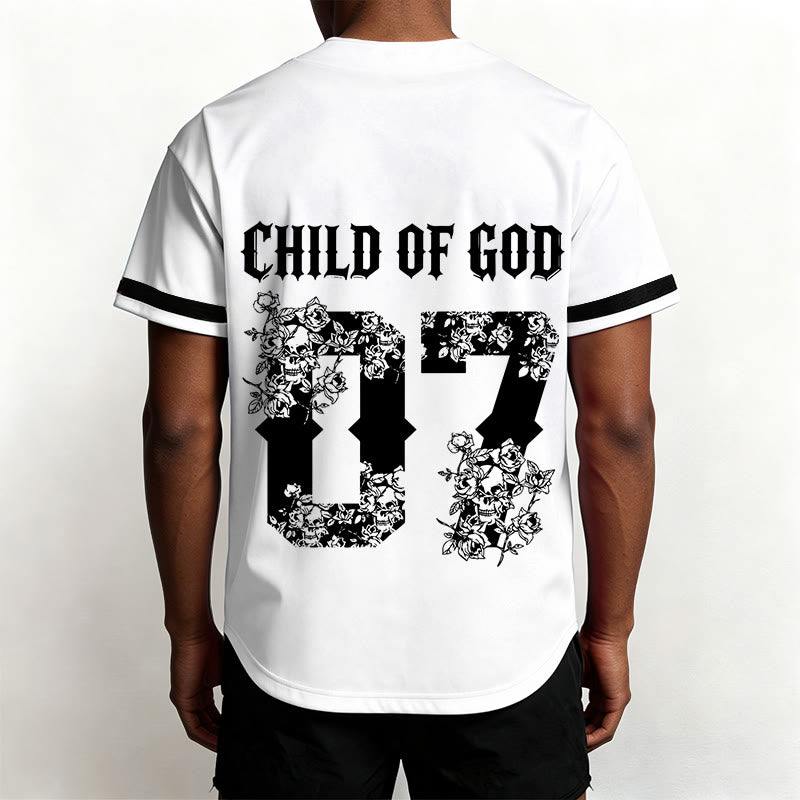Christianartworkshop "Child Of God" Floral Filled Number 07 Button-Up Baseball Jersey - image 11