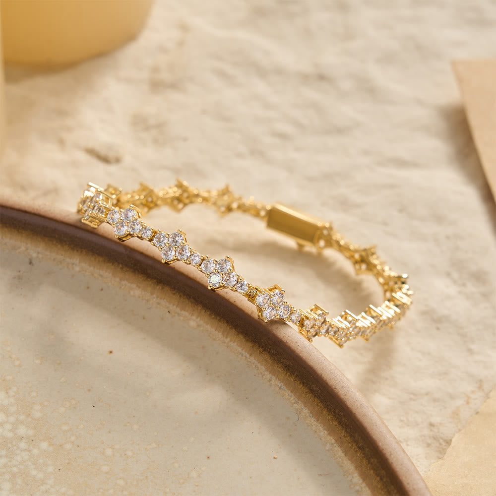 Christianartworkshop Cluster Paved Zircon Star-Shaped Cross Link Bracelet & Single Strand Necklace - image 7