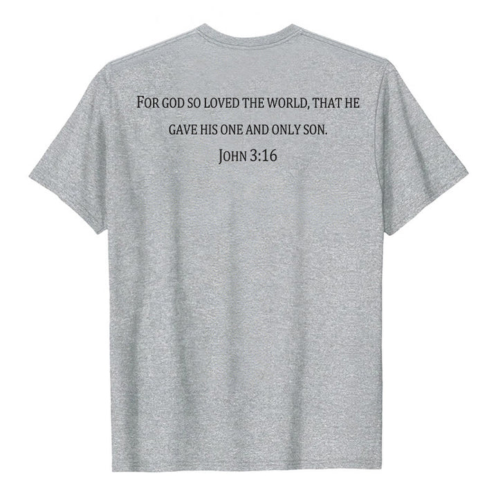 Christianartworkshop John 3:16 For God So Loved The World Front Chest Cross Back Scripture Premium Short Sleeve T-Shirt - image 5