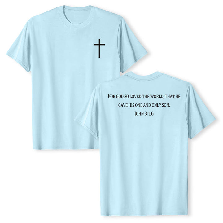 Christianartworkshop John 3:16 For God So Loved The World Front Chest Cross Back Scripture Premium Short Sleeve T-Shirt - Blue - 2XL - image 21
