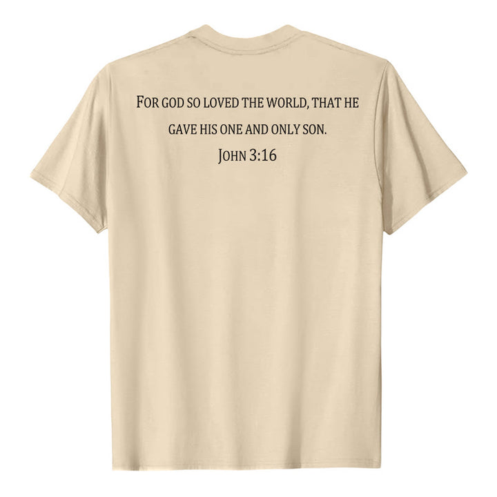 Christianartworkshop John 3:16 For God So Loved The World Front Chest Cross Back Scripture Premium Short Sleeve T-Shirt - image 26