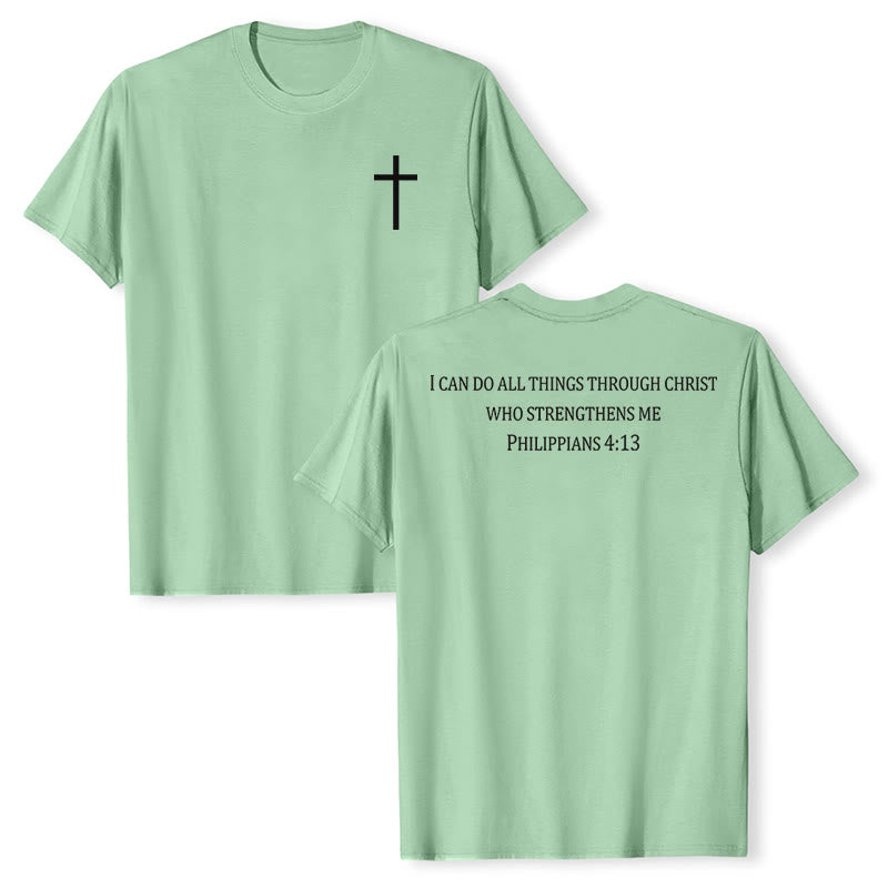 Christianartworkshop Classic Strength Promise Scripture Front & Back Printed Christian Premium Short Sleeve T-Shirt - Light Green - 2XL - image 15