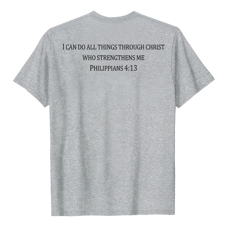 Christianartworkshop Classic Strength Promise Scripture Front & Back Printed Christian Premium Short Sleeve T-Shirt - image 4