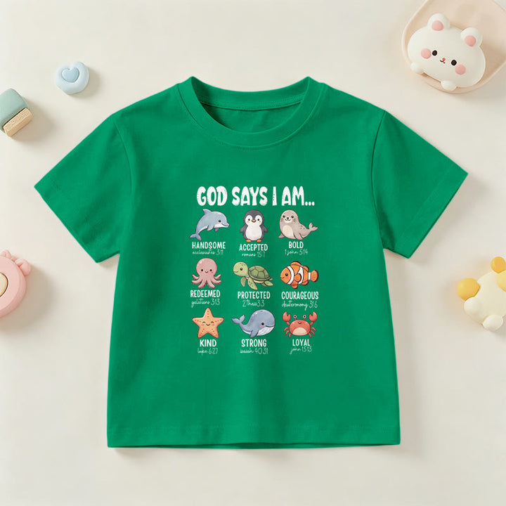 Christianartworkshop Relax Fit Whale Penguin Crab Print Faith Slogan Kids Short Sleeve T-Shirt - Green - US/UK/AU 14, EU170 - image 18