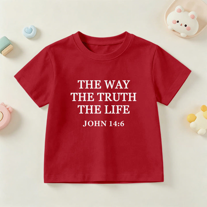 Christianartworkshop The Way The Truth The Life John 14:6 Classic Serif Text Kids Short Sleeve T-Shirt - Red - US/UK/AU 14, EU170 - image 18