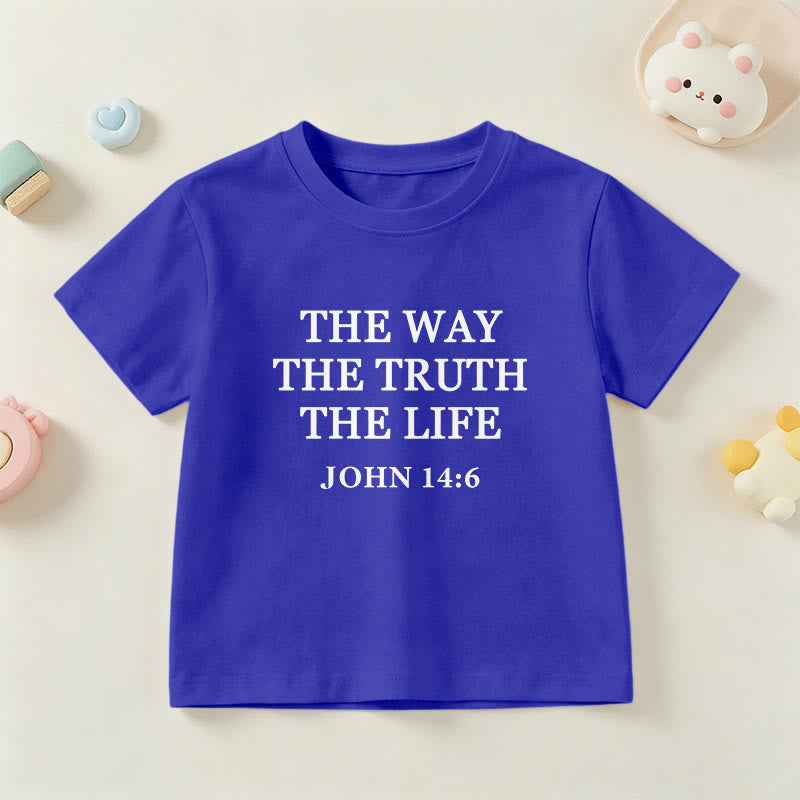 Christianartworkshop The Way The Truth The Life John 14:6 Classic Serif Text Kids Short Sleeve T-Shirt - Blue - US/UK/AU 14, EU170 - image 27