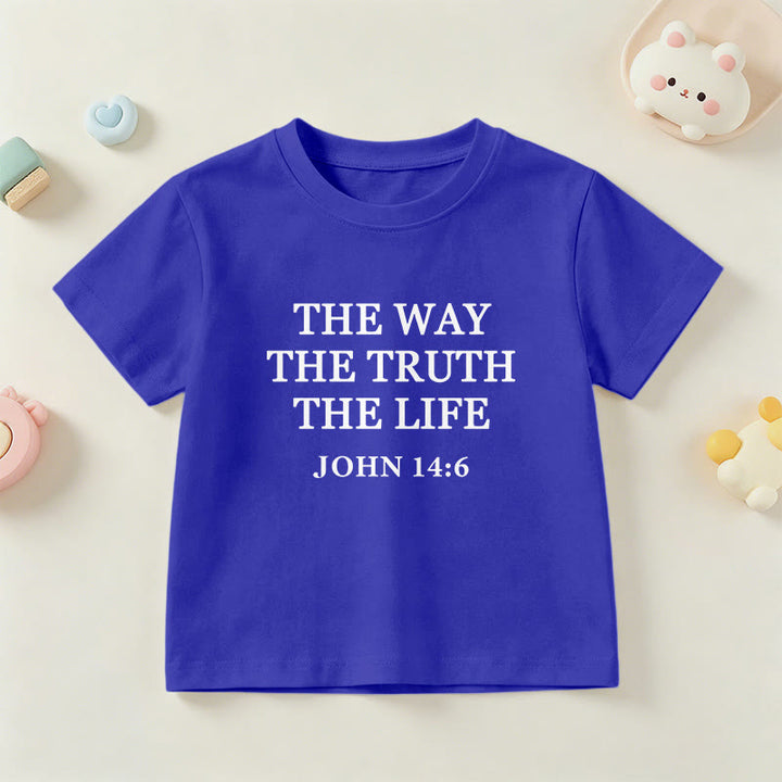 Christianartworkshop The Way The Truth The Life John 14:6 Classic Serif Text Kids Short Sleeve T-Shirt - Blue - US/UK/AU 14, EU170 - image 27