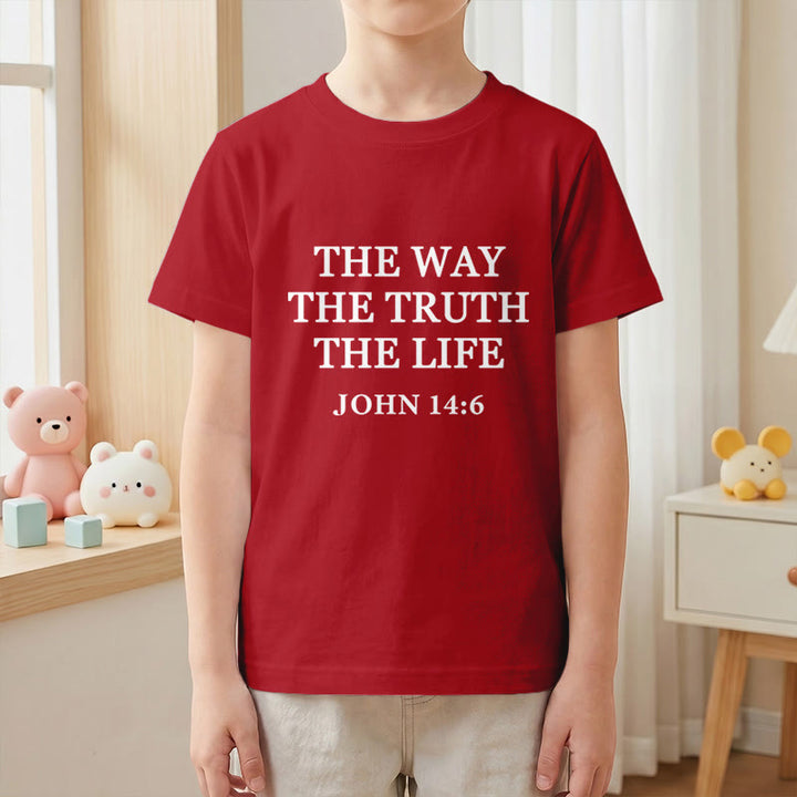 Christianartworkshop The Way The Truth The Life John 14:6 Classic Serif Text Kids Short Sleeve T-Shirt - image 19