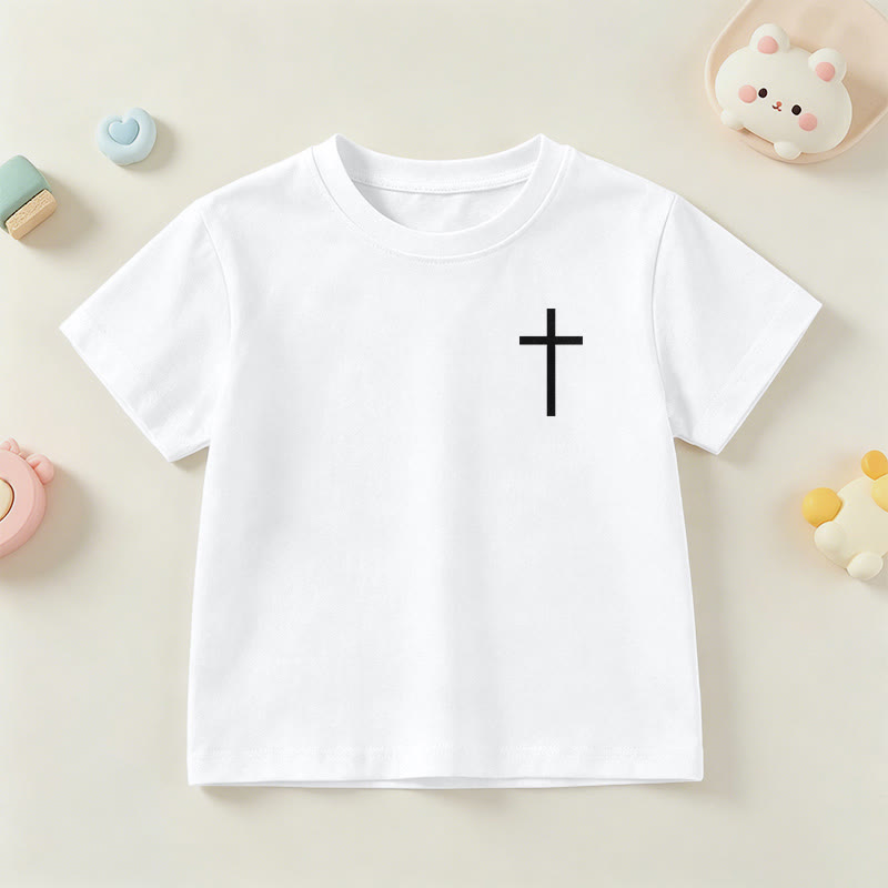 Christianartworkshop Philippians 4:13 Front Chest Cross Back Gothic Font Scripture Kids Short Sleeve T-Shirt - image 12