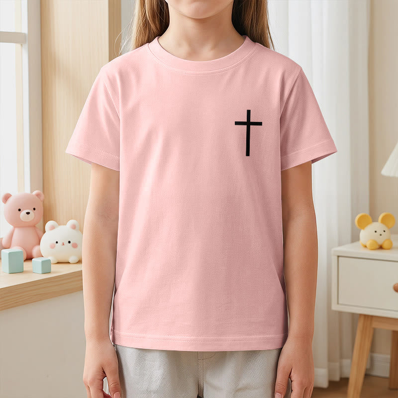 Christianartworkshop Philippians 4:13 Front Chest Cross Back Gothic Font Scripture Kids Short Sleeve T-Shirt - image 68