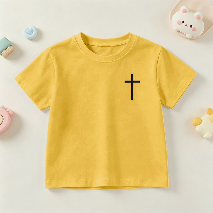 Christianartworkshop Philippians 4:13 Front Chest Cross Back Gothic Font Scripture Kids Short Sleeve T-Shirt - image 30