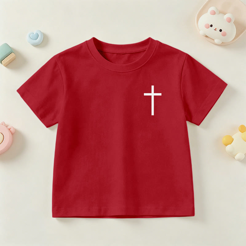 Christianartworkshop Philippians 4:13 Front Chest Cross Back Gothic Font Scripture Kids Short Sleeve T-Shirt - image 57