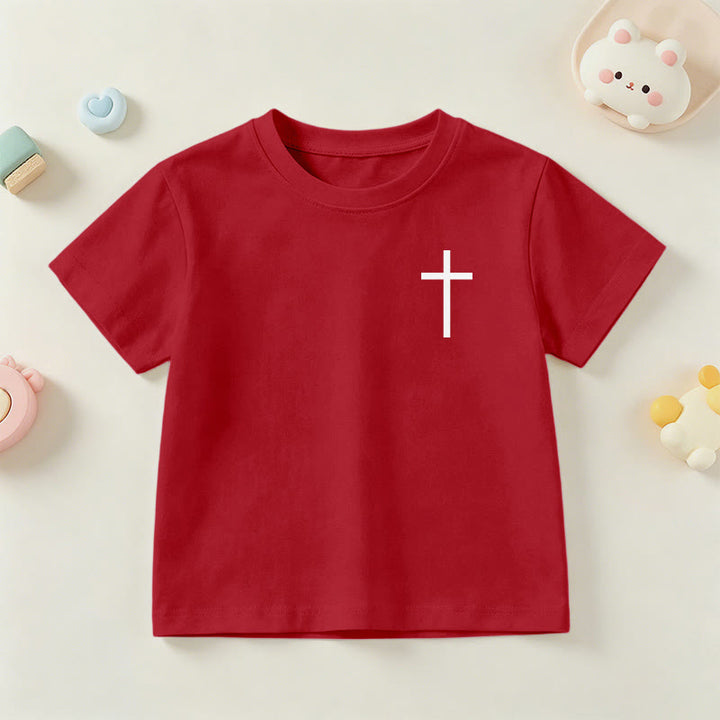 Christianartworkshop Philippians 4:13 Front Chest Cross Back Gothic Font Scripture Kids Short Sleeve T-Shirt - image 57