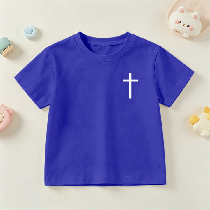 Christianartworkshop Philippians 4:13 Front Chest Cross Back Gothic Font Scripture Kids Short Sleeve T-Shirt - image 84