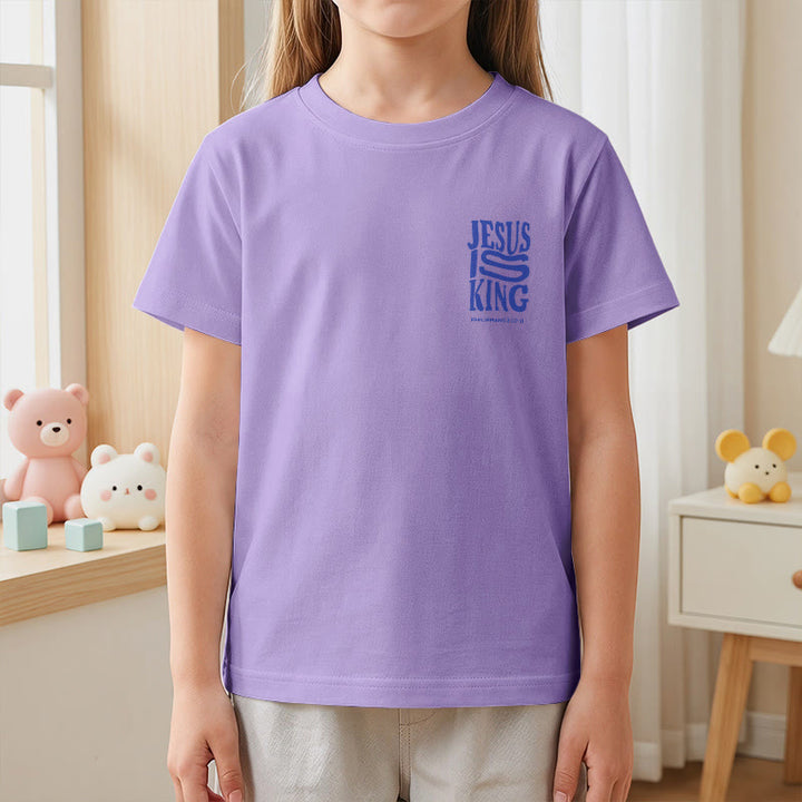Christianartworkshop "Jesus Is King" Philippians 2:10-11 Distressed Bold Font Front Back Print Kids Short Sleeve T-Shirt - image 50