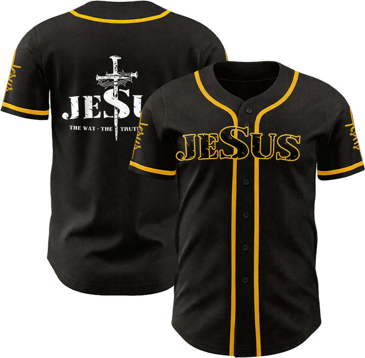 Christianartworkshop Jesus Cross Nail and Crown of Thorns Baseball Jersey - 5XL - image 0