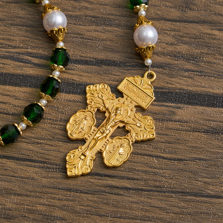 Christianartworkshop St. Jude Devotional Rosary with Green Glass & Crucifix - image 6