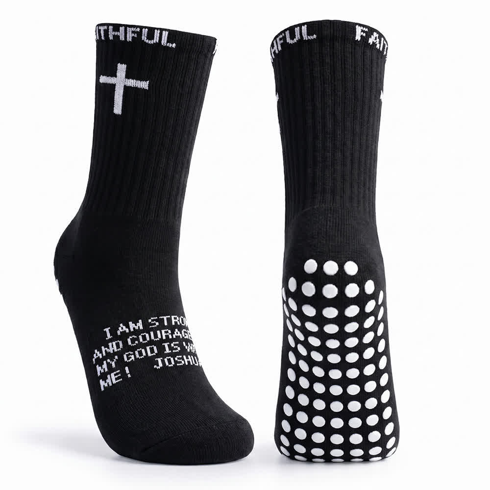 Christianartworkshop Front Cross Foot Scripture Text Faith-Themed Athletic Crew Socks - image 8