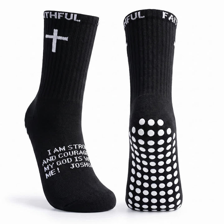 Christianartworkshop Front Cross Foot Scripture Text Faith-Themed Athletic Crew Socks - image 8