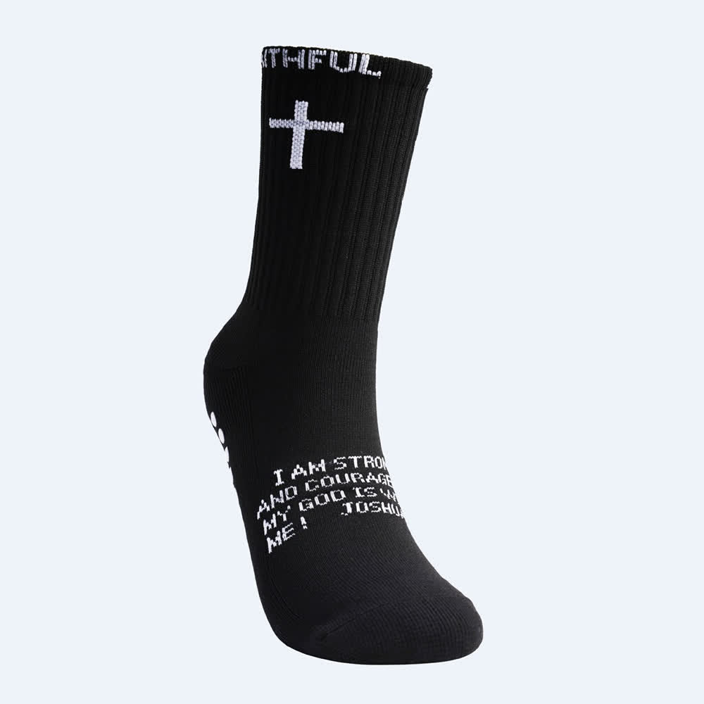 Christianartworkshop Front Cross Foot Scripture Text Faith-Themed Athletic Crew Socks - image 9
