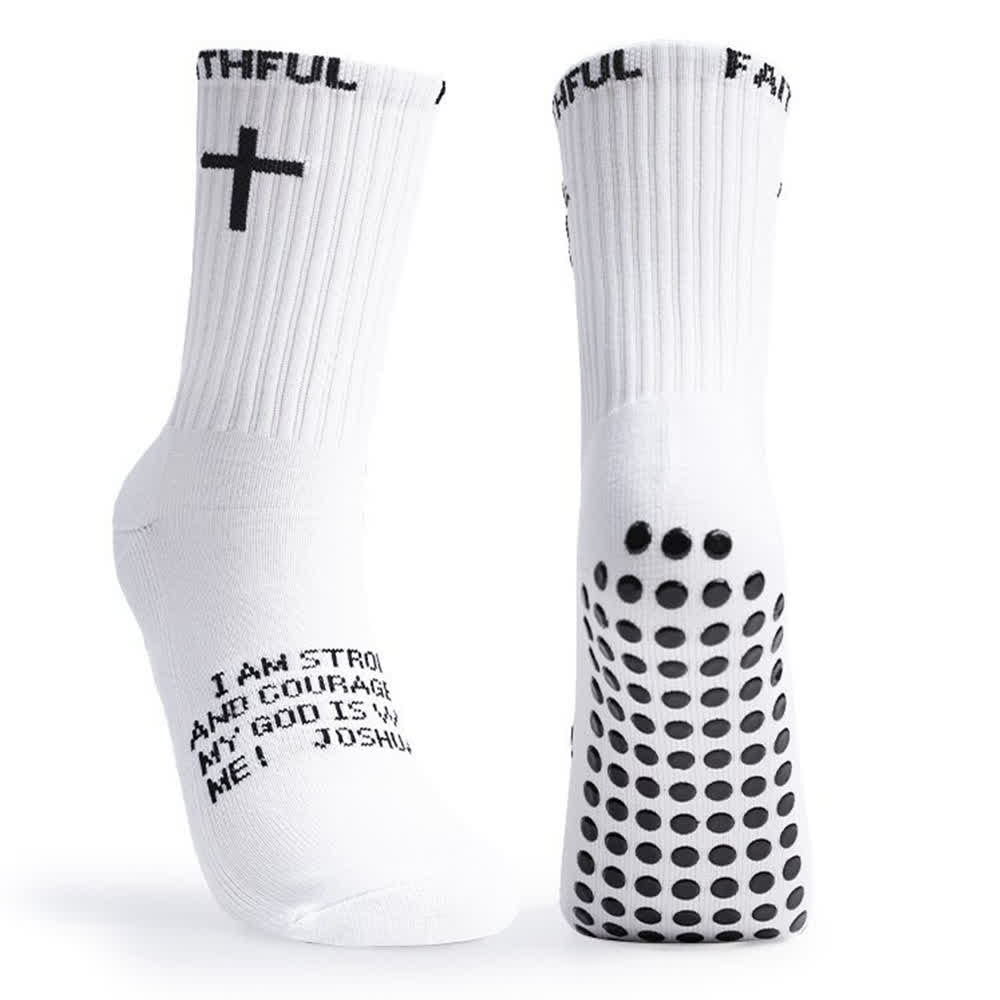 Christianartworkshop Front Cross Foot Scripture Text Faith-Themed Athletic Crew Socks - image 4