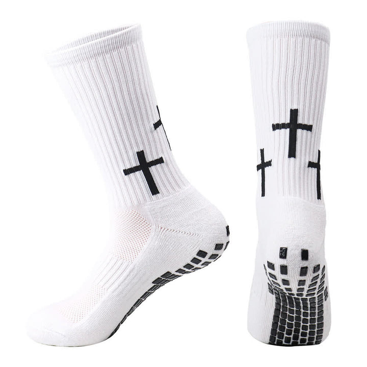 Christianartworkshop Vertical Shaft Multiple Cross Design Traction Bottom Sports Socks - image 1