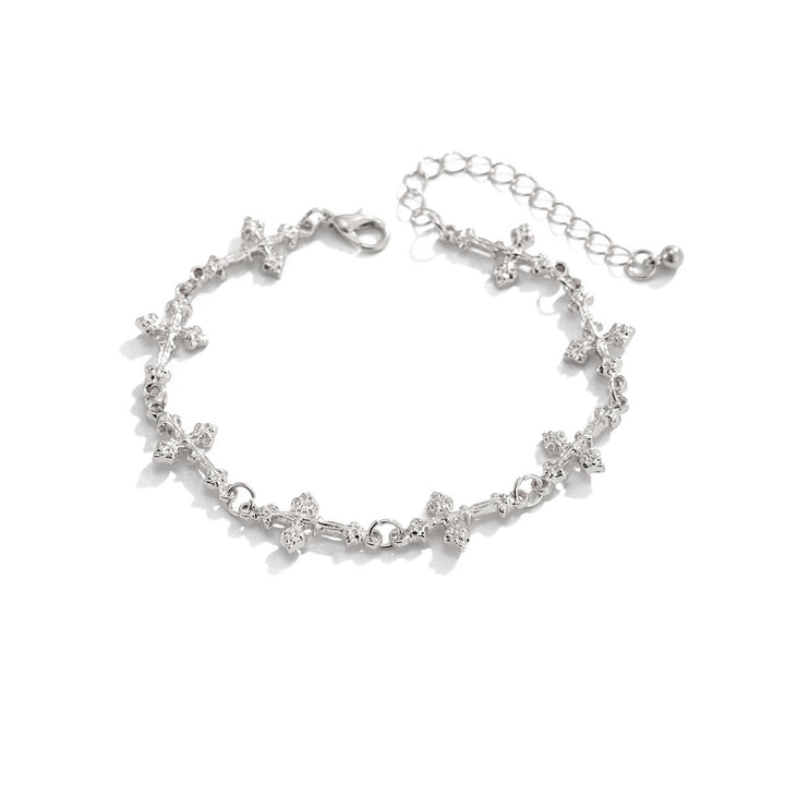 Christianartworkshop Textured Relief Multi Tiny Cross Linked Chain Adjustable Extension Bracelet - Silver - image 3