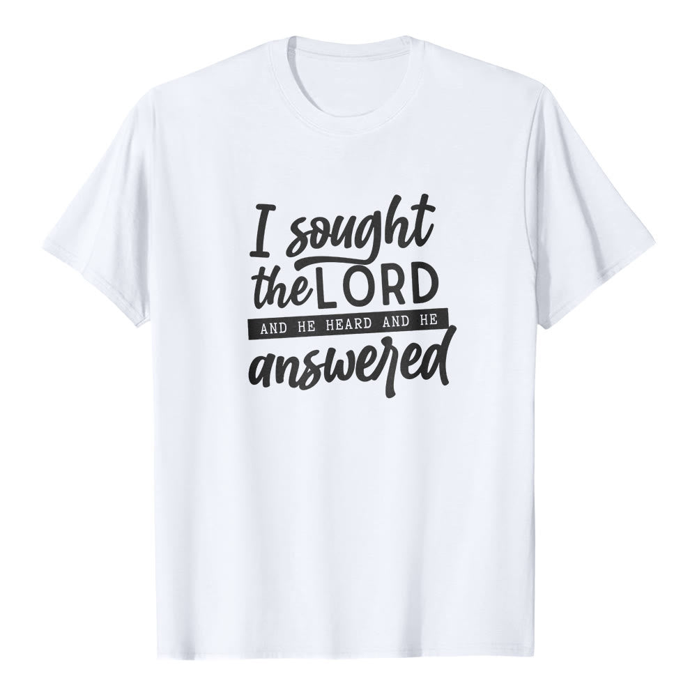 Christianartworkshop "I Sought the Lord and He Heard and Answered" Scripture Premium Short Sleeve T-Shirt - White - 2XL - image 1