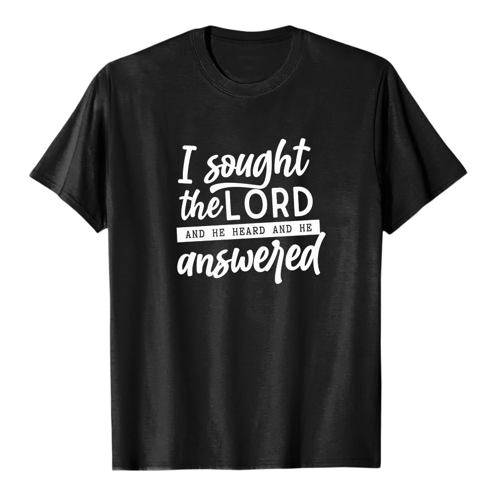 Christianartworkshop "I Sought the Lord and He Heard and Answered" Scripture Premium Short Sleeve T-Shirt - Black - 2XL - image 0