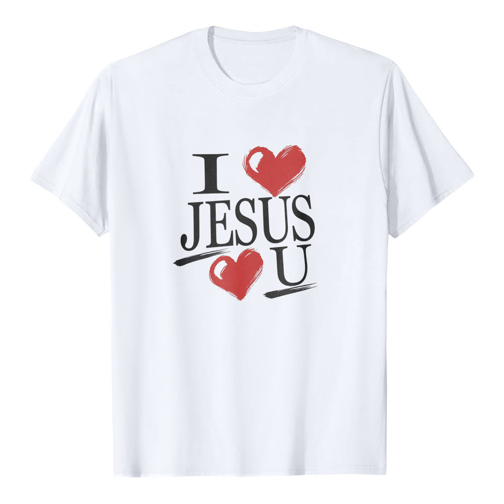 Christianartworkshop "I Love Jesus and You" Dual Heart Faith Premium Short Sleeve T-Shirt - White - 2XL - image 0