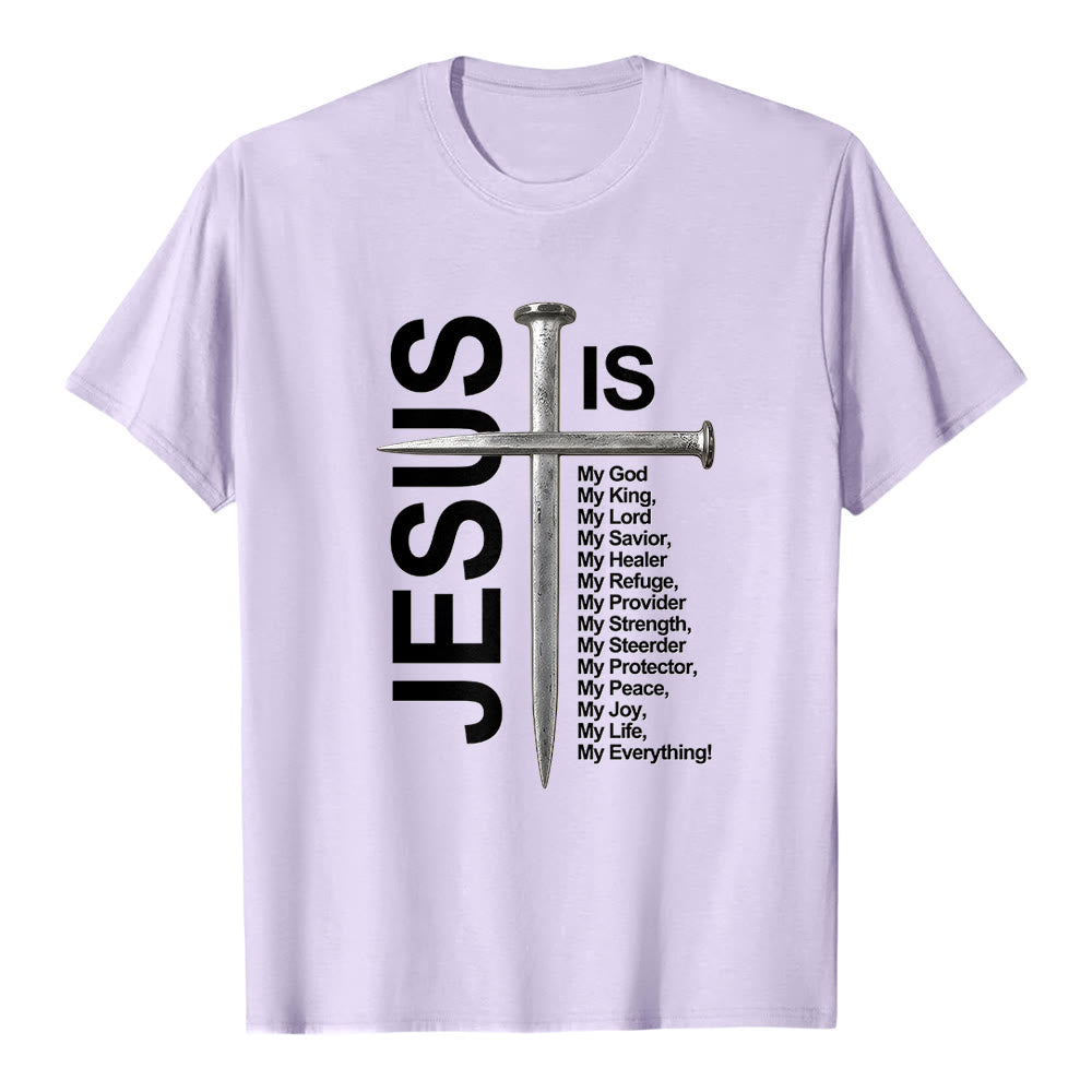 Christianartworkshop "Jesus Is My Everything" Nail Cross Premium Short Sleeve T-Shirt - Purple - 2XL - image 3