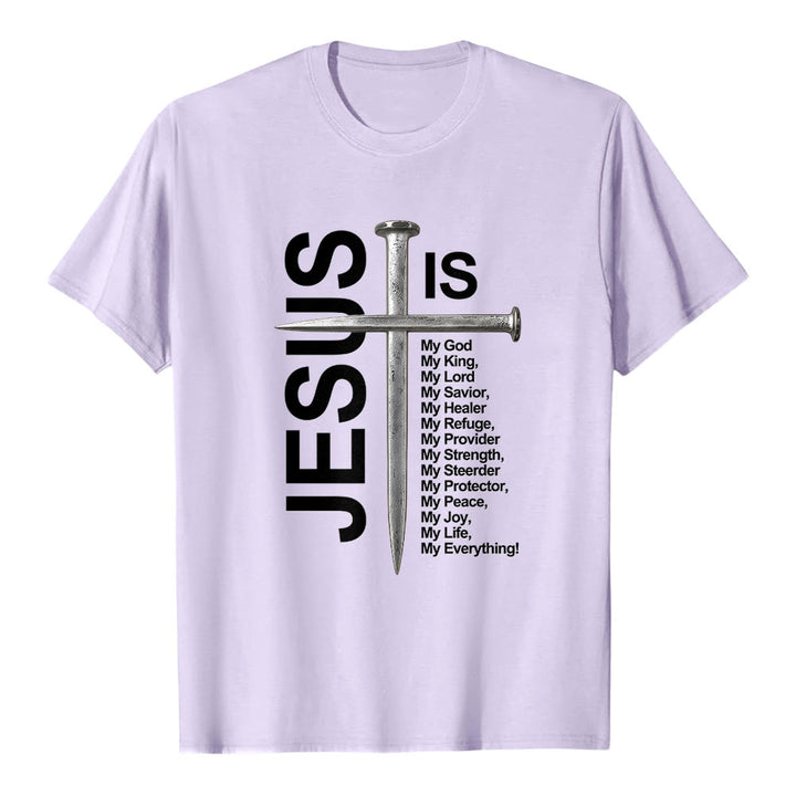 Christianartworkshop "Jesus Is My Everything" Nail Cross Premium Short Sleeve T-Shirt - Purple - 2XL - image 3