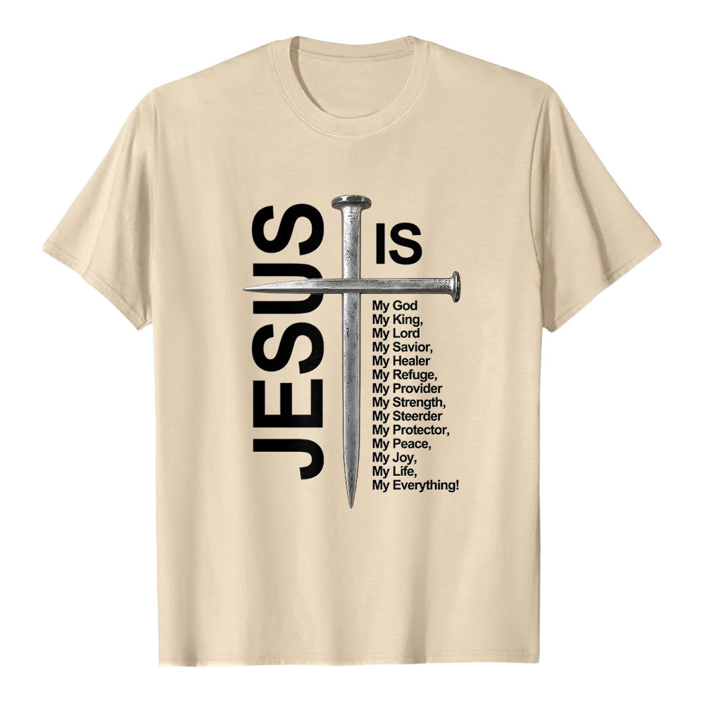 Christianartworkshop "Jesus Is My Everything" Nail Cross Premium Short Sleeve T-Shirt - Beige - 2XL - image 4