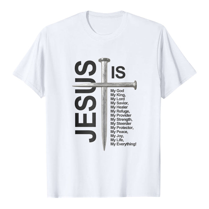 Christianartworkshop "Jesus Is My Everything" Nail Cross Premium Short Sleeve T-Shirt - White - 2XL - image 1