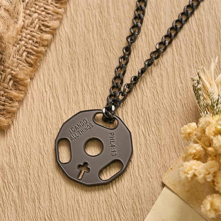 Christianartworkshop Sporty Fitness Gym Dumbbell Necklace with Openwork Cross: A Reminder of Divine Strength - image 4
