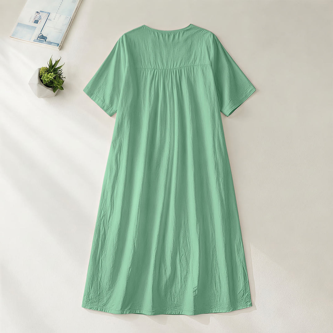 Christianartworkshop Plain Tone Love Scripture Rainbow Heart Slogan V-Neck Short Sleeve Midi Dress - image 10