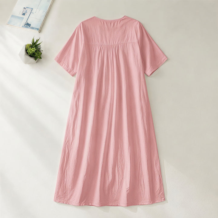 Christianartworkshop Plain Tone Love Scripture Rainbow Heart Slogan V-Neck Short Sleeve Midi Dress - image 22