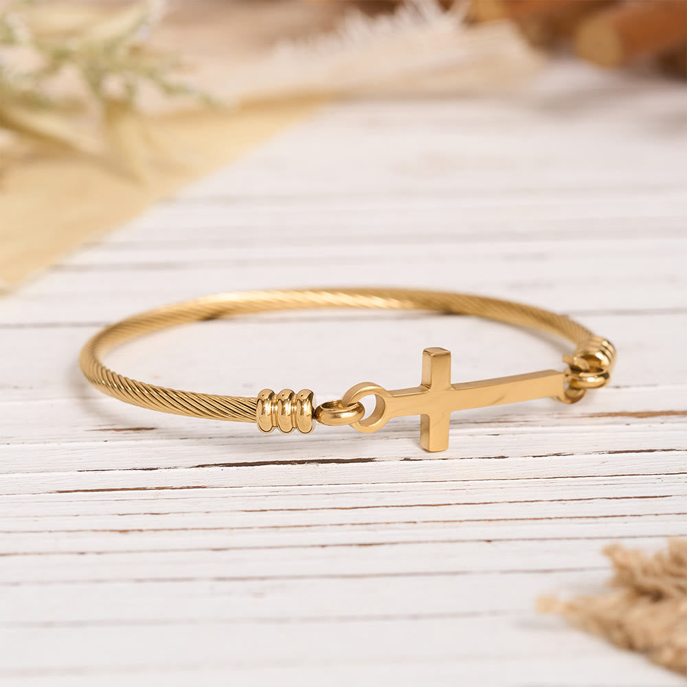 Christianartworkshop Twisted Cable Bangle with Polished Cross Bar Clasp Bracelet: A Symbol of Sacred Redemptive Grace - image 5
