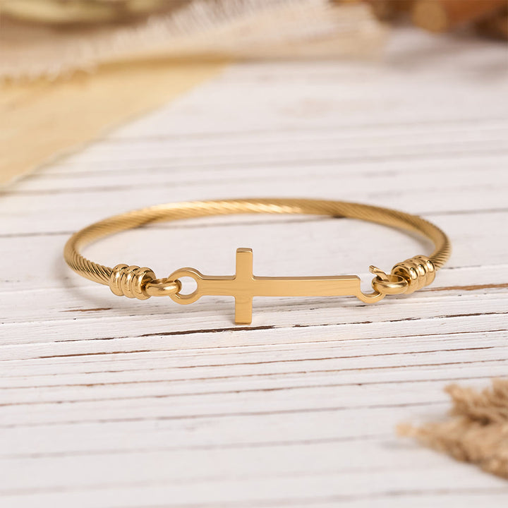 Christianartworkshop Twisted Cable Bangle with Polished Cross Bar Clasp Bracelet: A Symbol of Sacred Redemptive Grace - image 3