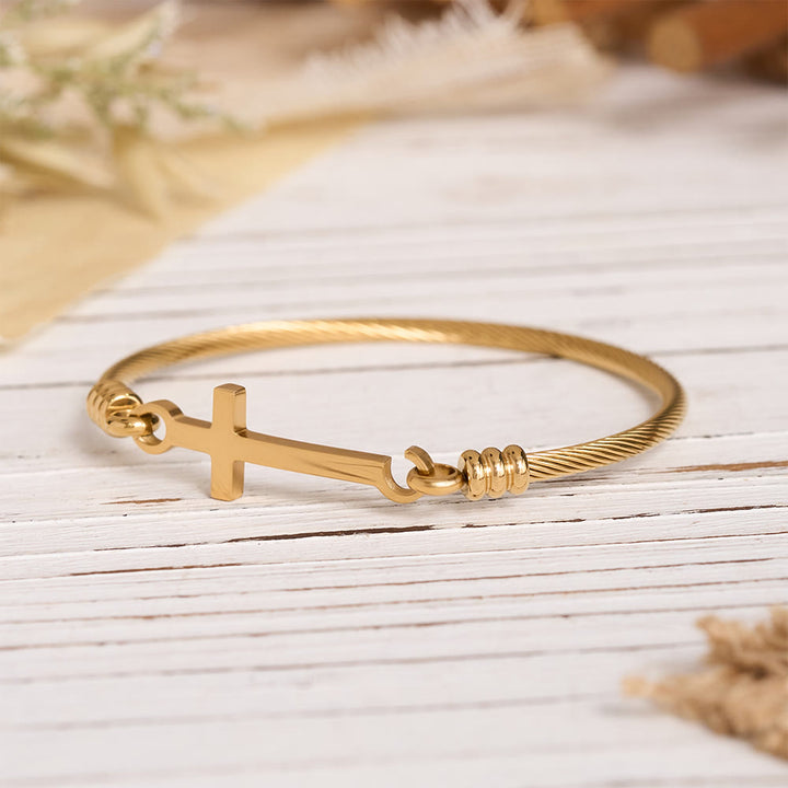 Christianartworkshop Twisted Cable Bangle with Polished Cross Bar Clasp Bracelet: A Symbol of Sacred Redemptive Grace - image 6