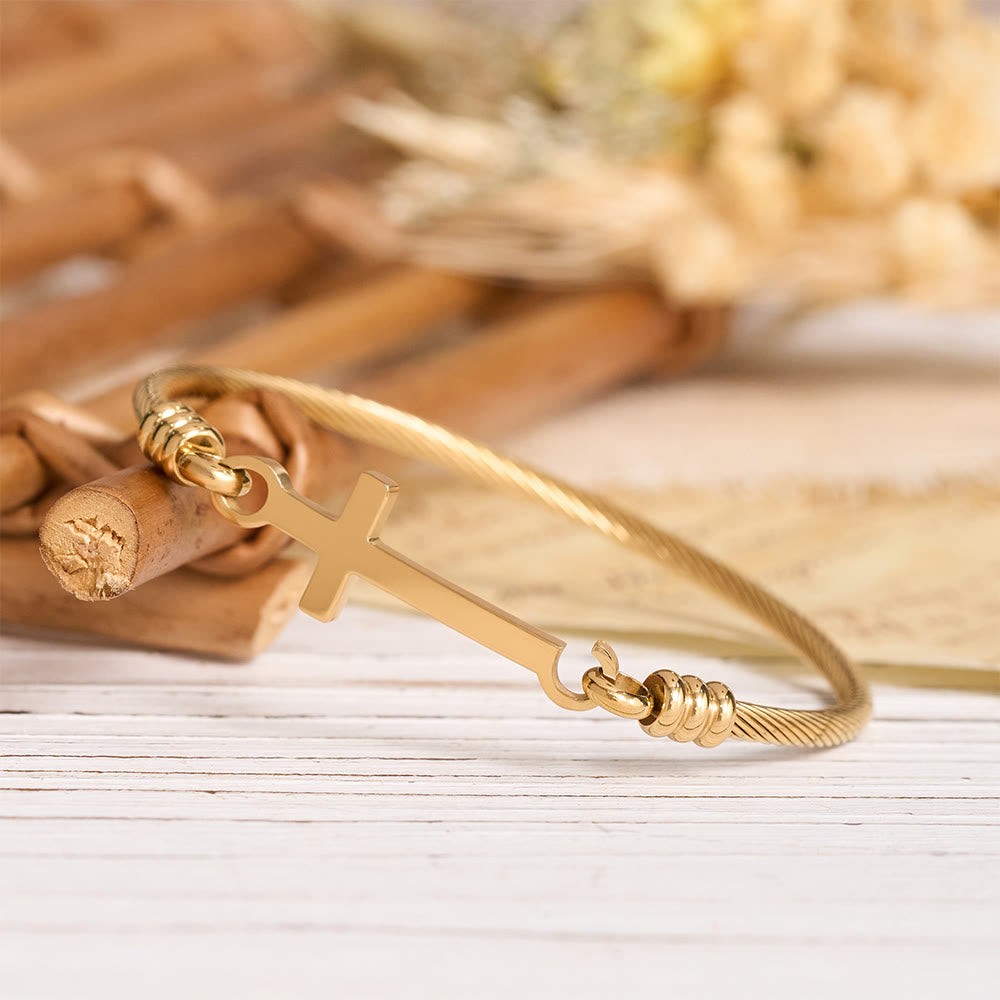 Christianartworkshop Twisted Cable Bangle with Polished Cross Bar Clasp Bracelet: A Symbol of Sacred Redemptive Grace - image 4