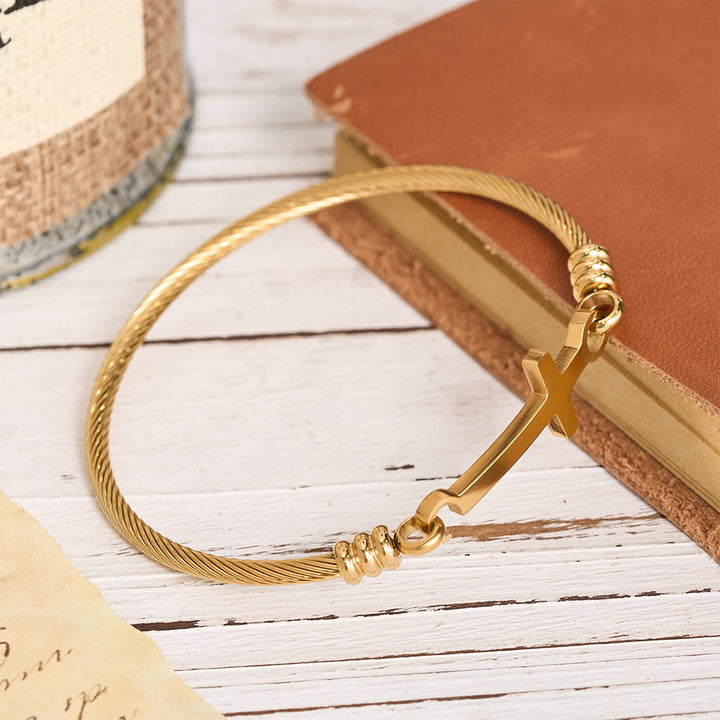 Christianartworkshop Twisted Cable Bangle with Polished Cross Bar Clasp Bracelet: A Symbol of Sacred Redemptive Grace - image 2