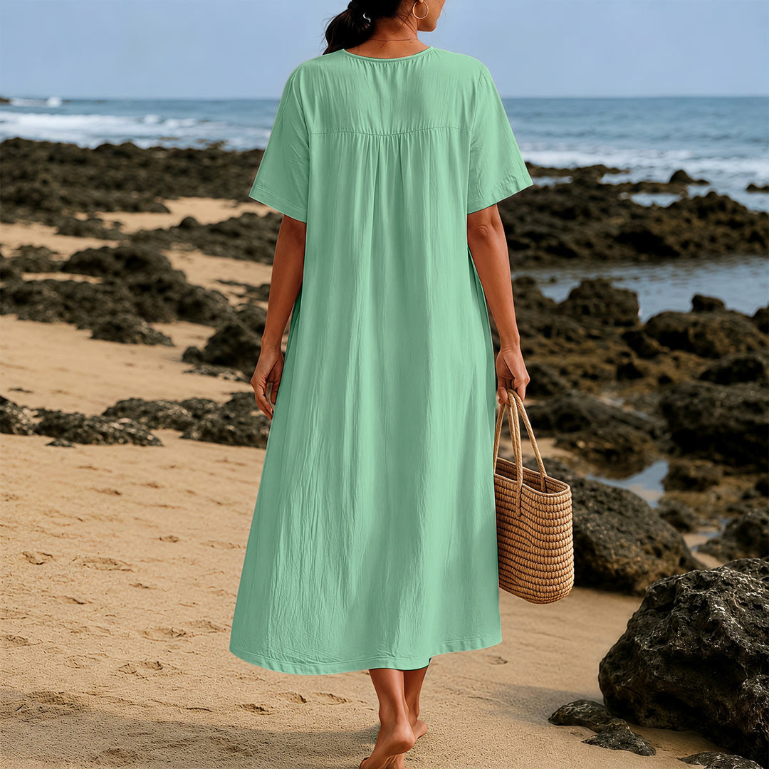 Christianartworkshop "Fueled by Coffee and Jesus" Calligraphy & Coffee Cup Print V-Neck Short Sleeve Midi Dress - image 7
