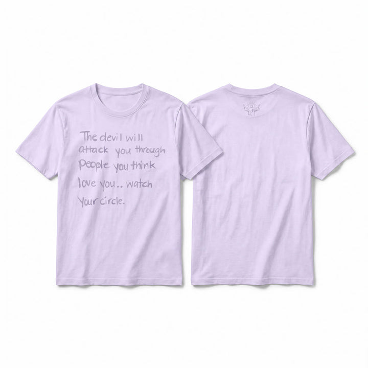 Christianartworkshop "The Devil Will Attack You Through People You Think Love You" Premium Short Sleeve T-Shirt - Purple - 2XL - image 5