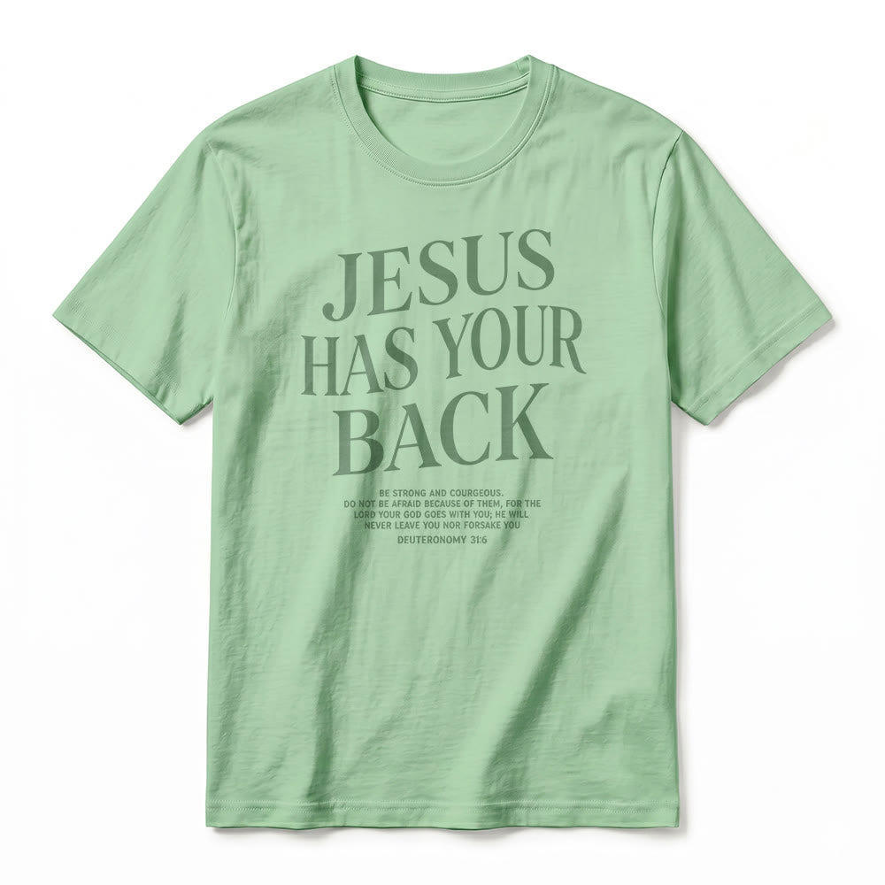 Christianartworkshop "Jesus Has Your Back" Confident Believer Premium Short Sleeve T-Shirt - image 20