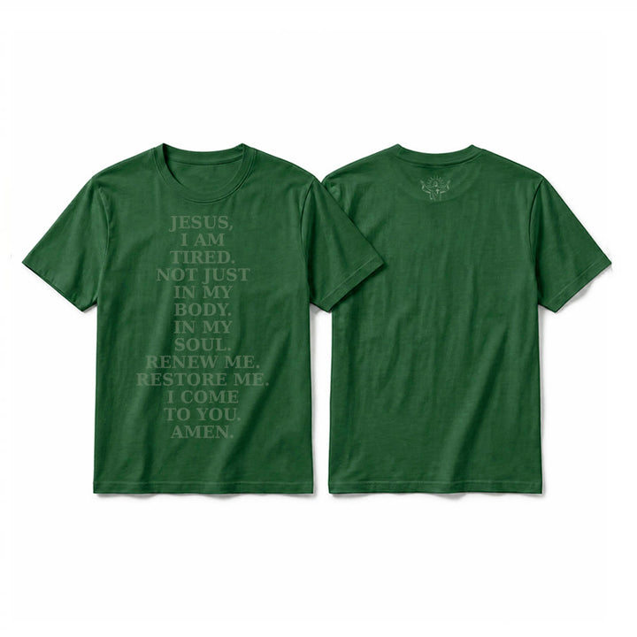 Christianartworkshop "Jesus I Am Tired Renew Me" Devotional Prayer Premium Short Sleeve T-Shirt - Dark Green - 2XL - image 22