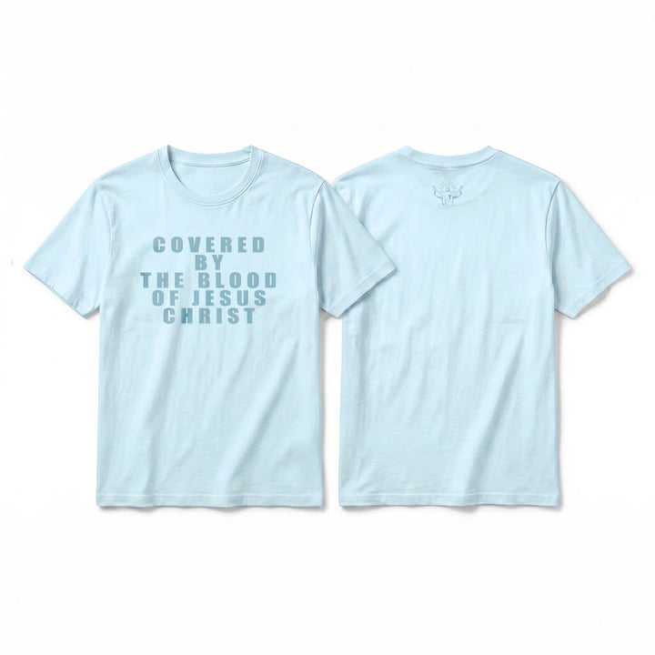 Christianartworkshop "Covered By The Blood Of Jesus Christ" Statement Premium Short Sleeve T-Shirt - Blue - 2XL - image 8